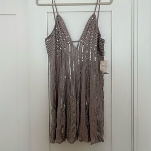 Free People Intimately Here She Is Embellished Mini Slip Dress